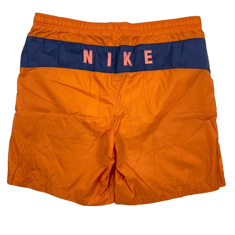 Vintage Y2K Nike Swim Trunks Men Large Orange Blue Board Shorts Spellout Adult *